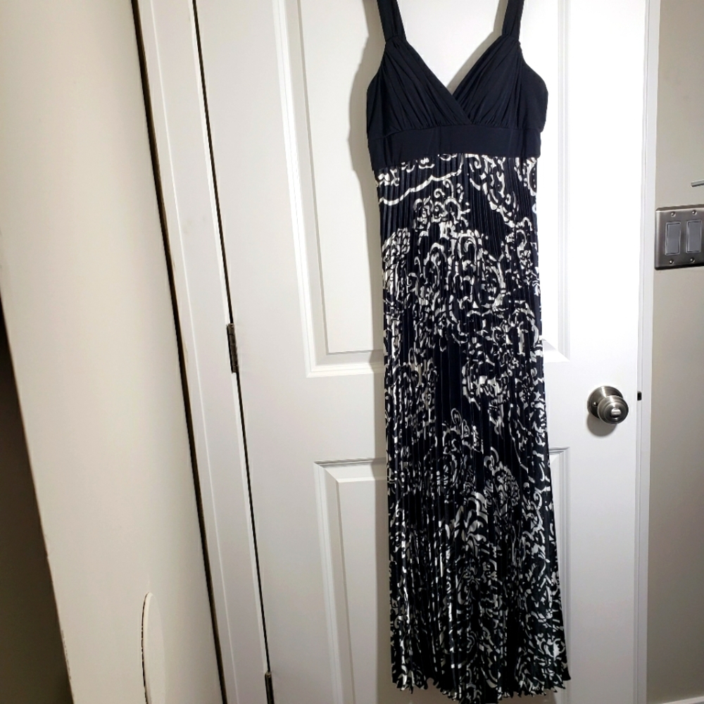 Betsy and Adam long pleaded dress in size 4